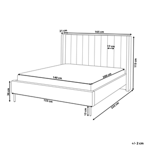Letto matrimoniale con doghe 140 x 200 cm velluto di colore grigio stile glam moderno