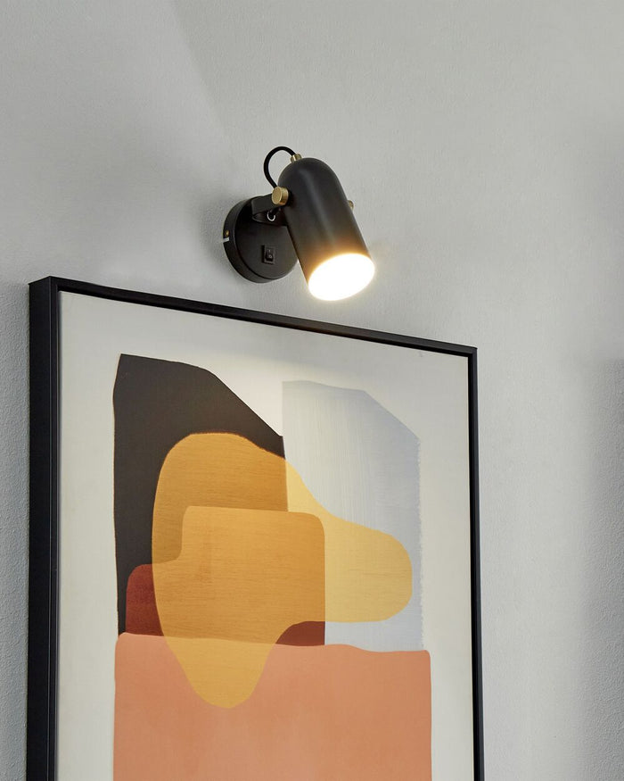 Set di 2 lampade in metallo nero 17 cm faretto paralume orientabile industriale home office