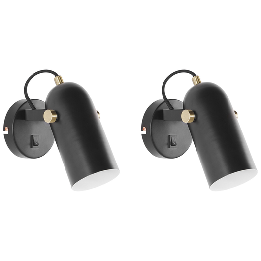 Set di 2 lampade in metallo nero 17 cm faretto paralume orientabile industriale home office