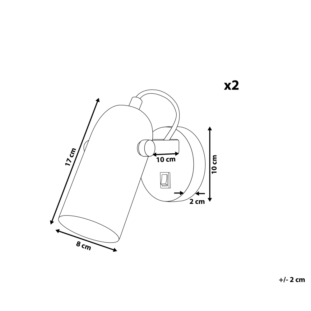 Set di 2 lampade in metallo nero 17 cm faretto paralume orientabile industriale home office