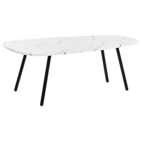 Tavolino moderno effetto marmo gambe in metallo bianco e nero 110 x 60 cm soggiorno