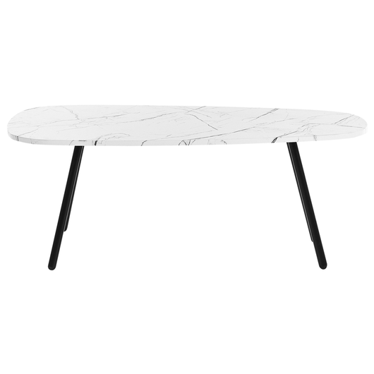 Tavolino moderno effetto marmo gambe in metallo bianco e nero 110 x 60 cm soggiorno