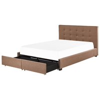 Letto contenitore matrimoniale imbottito marrone con rete a doghe e cassetti 180 x 200 cm