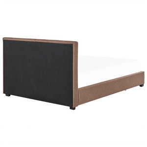 Letto contenitore matrimoniale imbottito marrone con rete a doghe e cassetti 180 x 200 cm