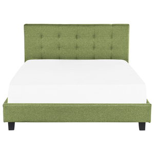 Letto imbottito tessuto verde rete a doghe testiera trapuntata 180 x 200 cm