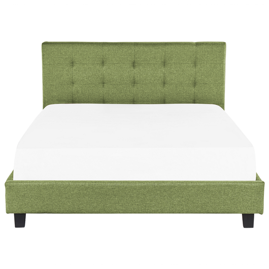 Letto imbottito tessuto verde rete a doghe testiera trapuntata 180 x 200 cm
