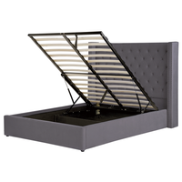 Letto contenitore velluto grigio e argento 140 x 200 cm glamour elegante