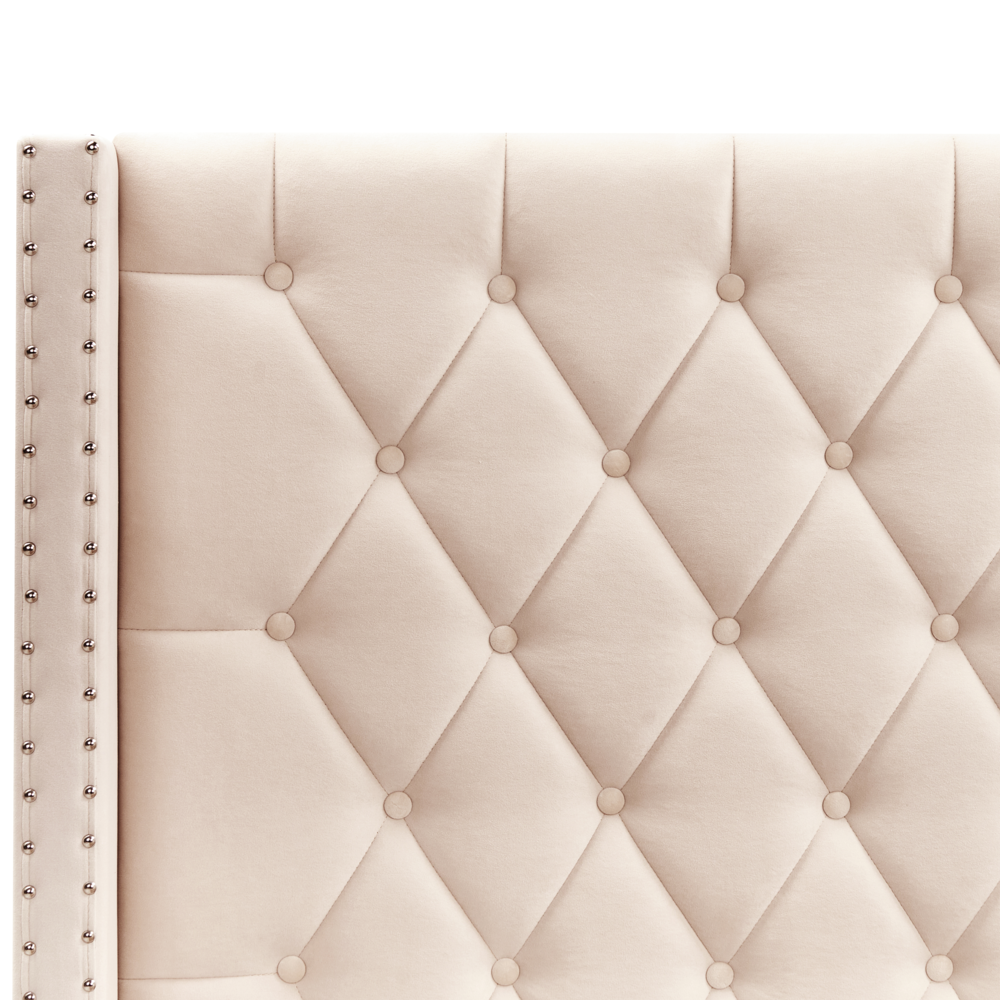 Letto contenitore velluto beige e argento 140 x 200 cm glamour elegante