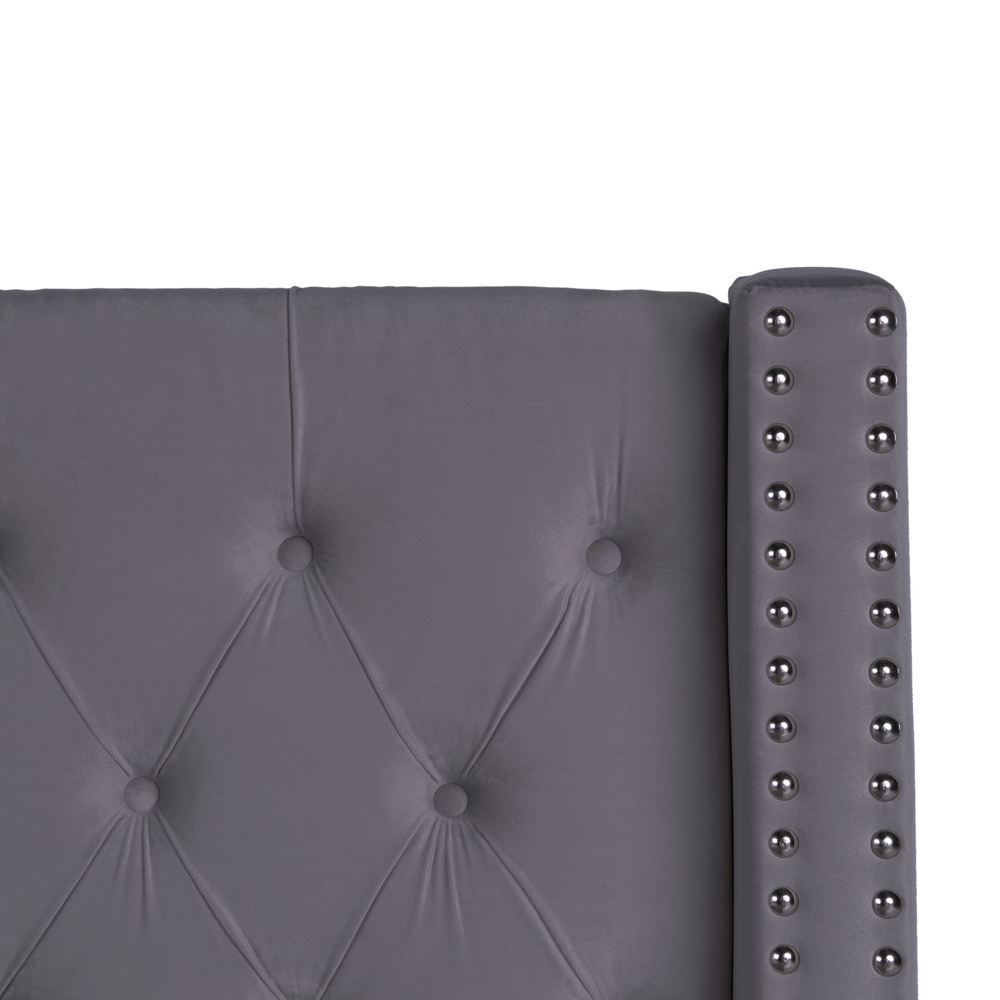 Letto contenitore velluto grigio e argento 140 x 200 cm glamour elegante