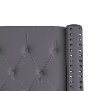 Letto contenitore velluto grigio e argento 140 x 200 cm glamour elegante