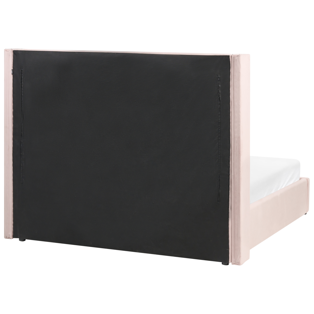 Letto contenitore velluto rosa pastello e argento 160 x 200 cm glamour elegante