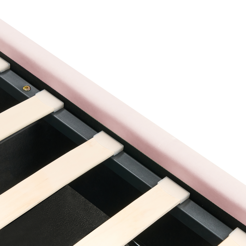 Letto contenitore velluto rosa pastello e argento 160 x 200 cm glamour elegante