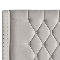 Letto contenitore velluto grigio chiaro e argento 140 x 200 cm glamour elegante