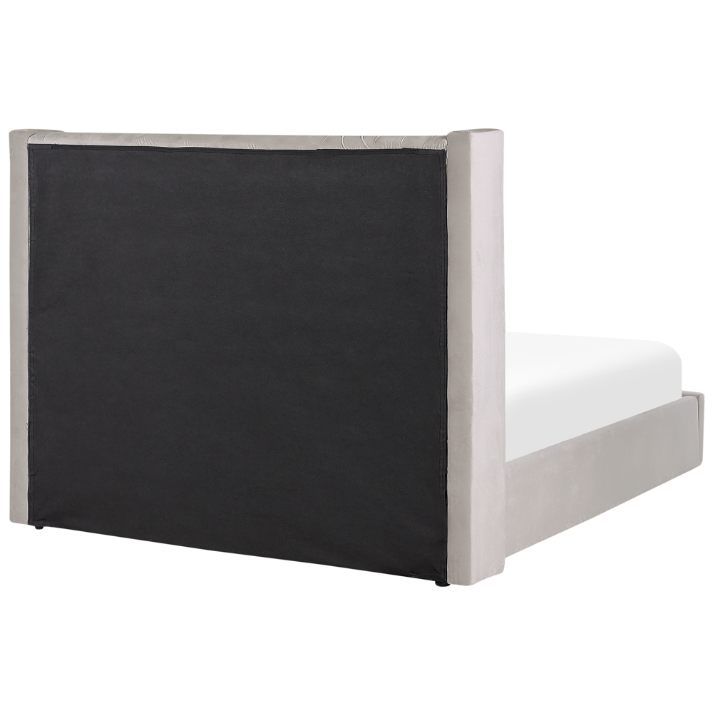 Letto contenitore velluto grigio chiaro e argento 180 x 200 cm glamour elegante