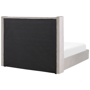 Letto contenitore velluto grigio chiaro e argento 180 x 200 cm glamour elegante