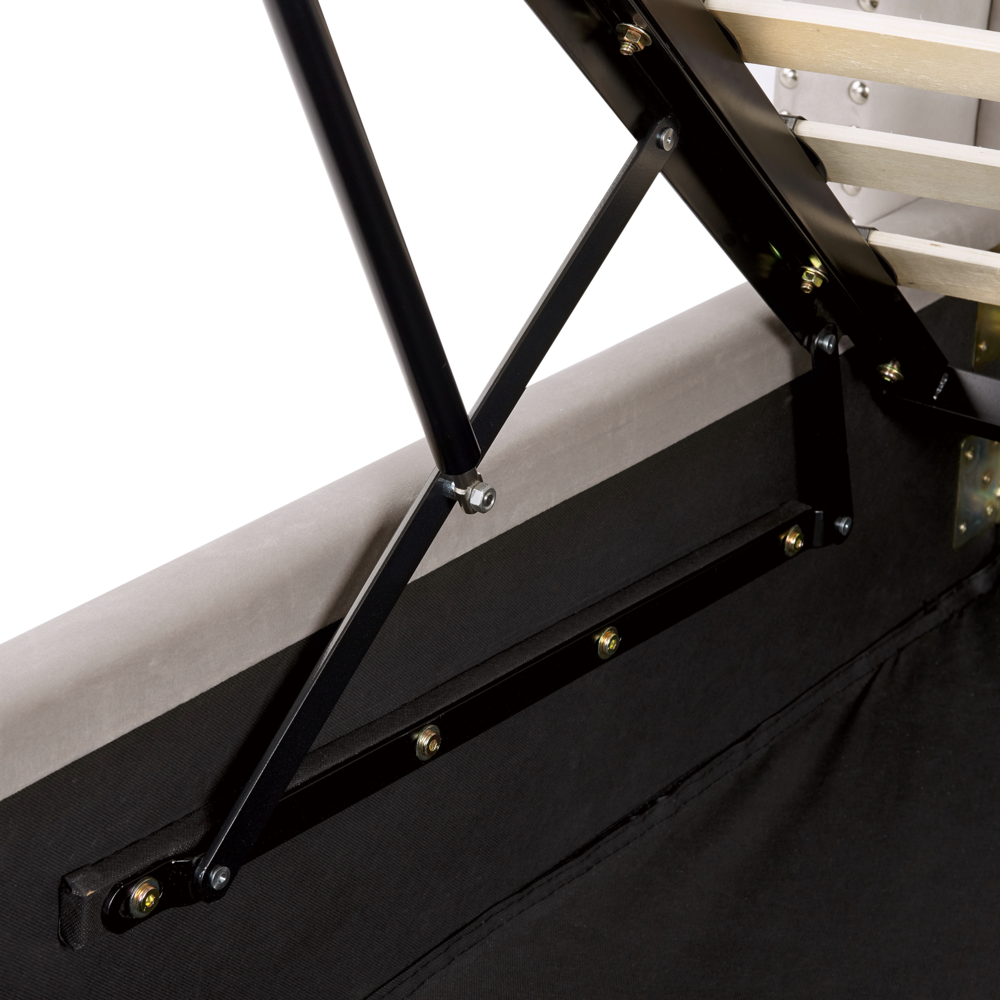 Letto contenitore velluto grigio chiaro e argento 180 x 200 cm glamour elegante