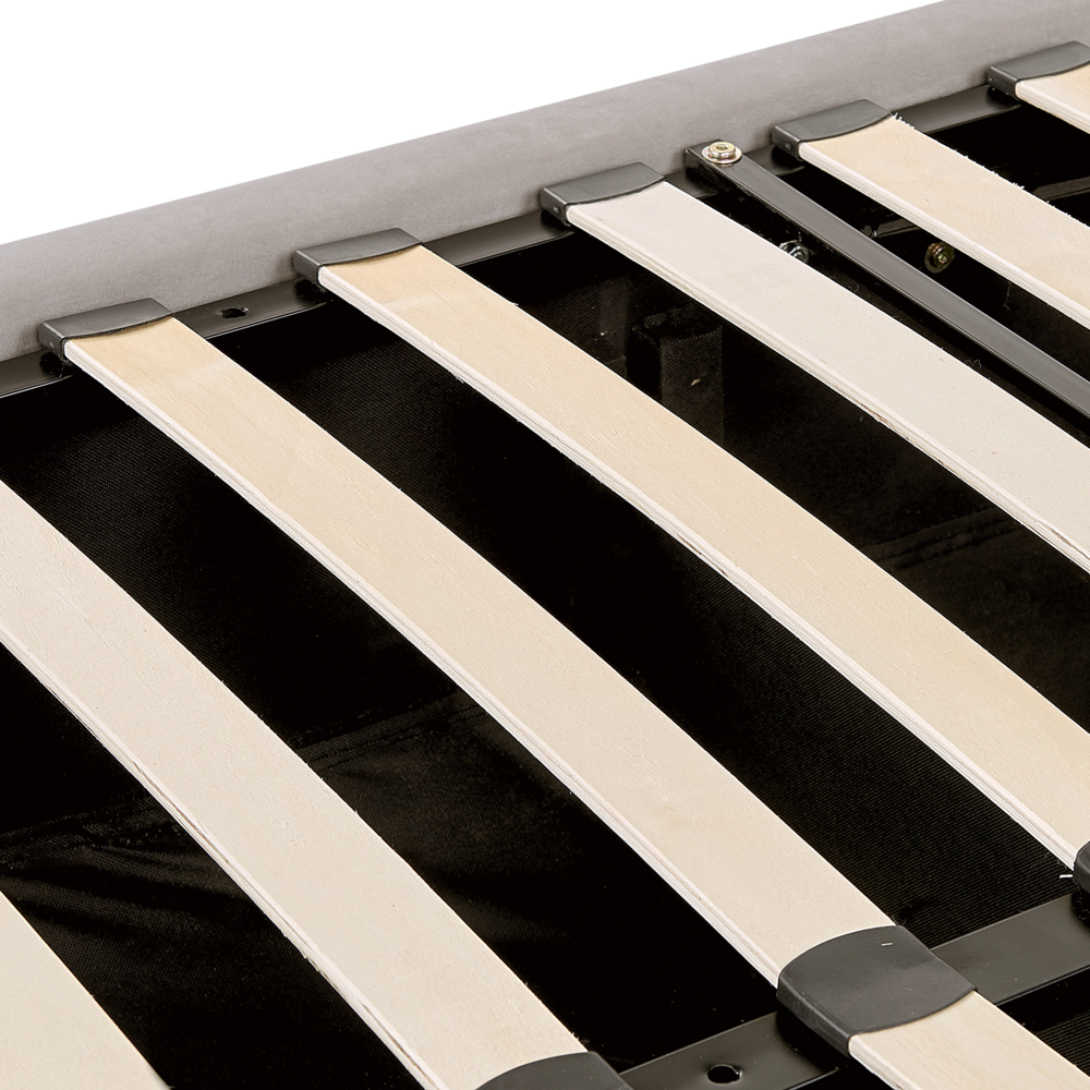 Letto contenitore velluto grigio chiaro e argento 180 x 200 cm glamour elegante