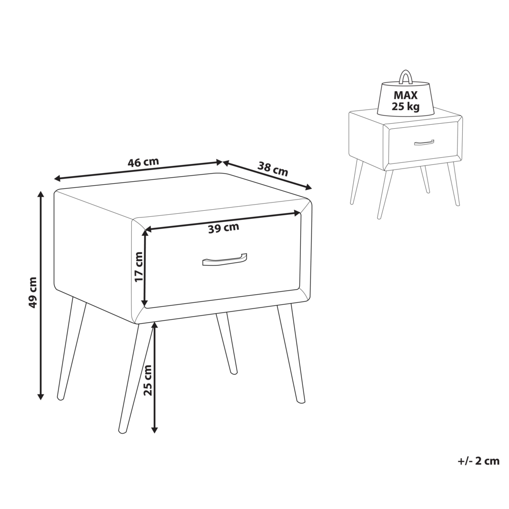Comodino con rivestimento in velluto arancione Comodino con 1 cassetto Mobili per camera da letto dal design minimalista