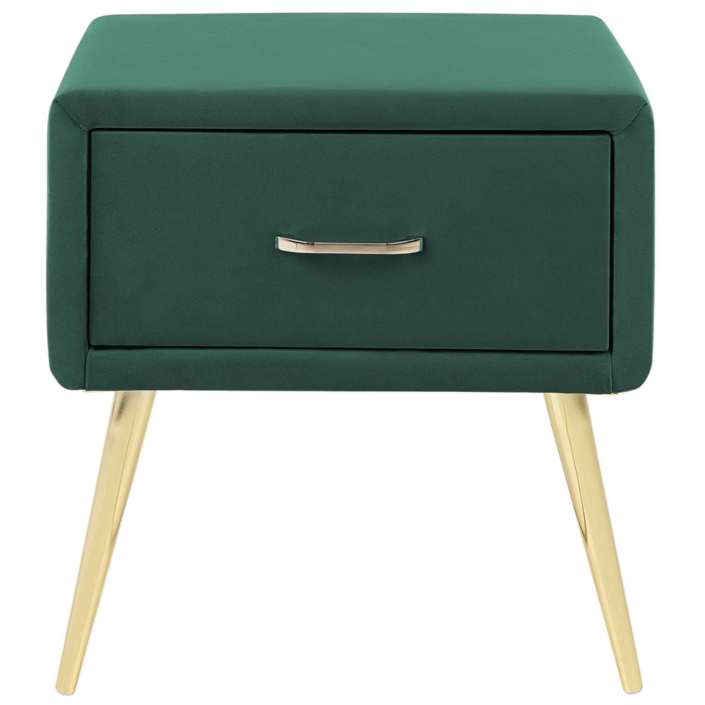 Comodino con rivestimento in velluto verde smeraldo Comodino con 1 cassetto Mobili per camera da letto dal design minimalista