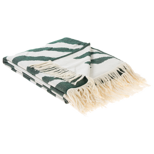 Coperta in acrilico bianco crema verde 130 x 170 cm copriletto in poliestere motivo floreale con frange soggiorno camera da letto