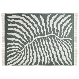 Coperta in acrilico bianco crema verde 130 x 170 cm copriletto in poliestere motivo floreale con frange soggiorno camera da letto