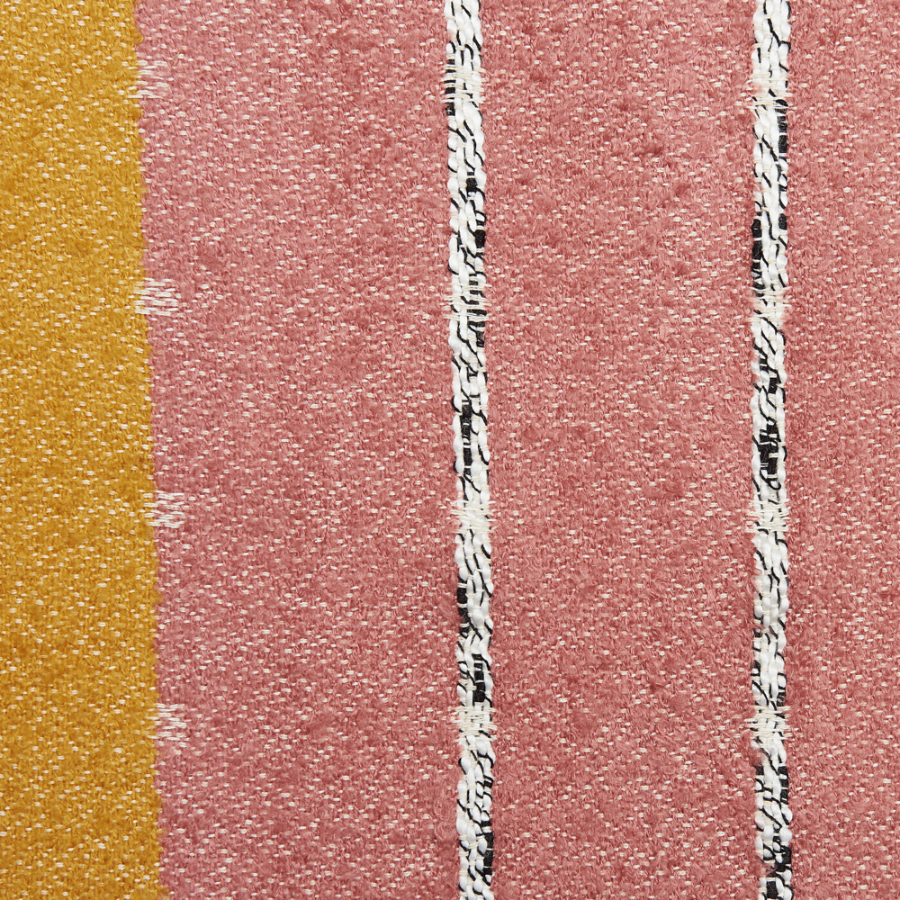 Coperta in cotone acrilico rosso chiaro giallo beige 130 x 170 cm motivo a righe nappe boho soggiorno camera da letto