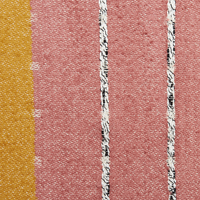 Coperta in cotone acrilico rosso chiaro giallo beige 130 x 170 cm motivo a righe nappe boho soggiorno camera da letto