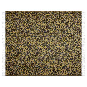 Coperta in acrilico e poliestere marrone e nero 130 x 170 cm motivo leopardo nappe boho soggiorno camera da letto