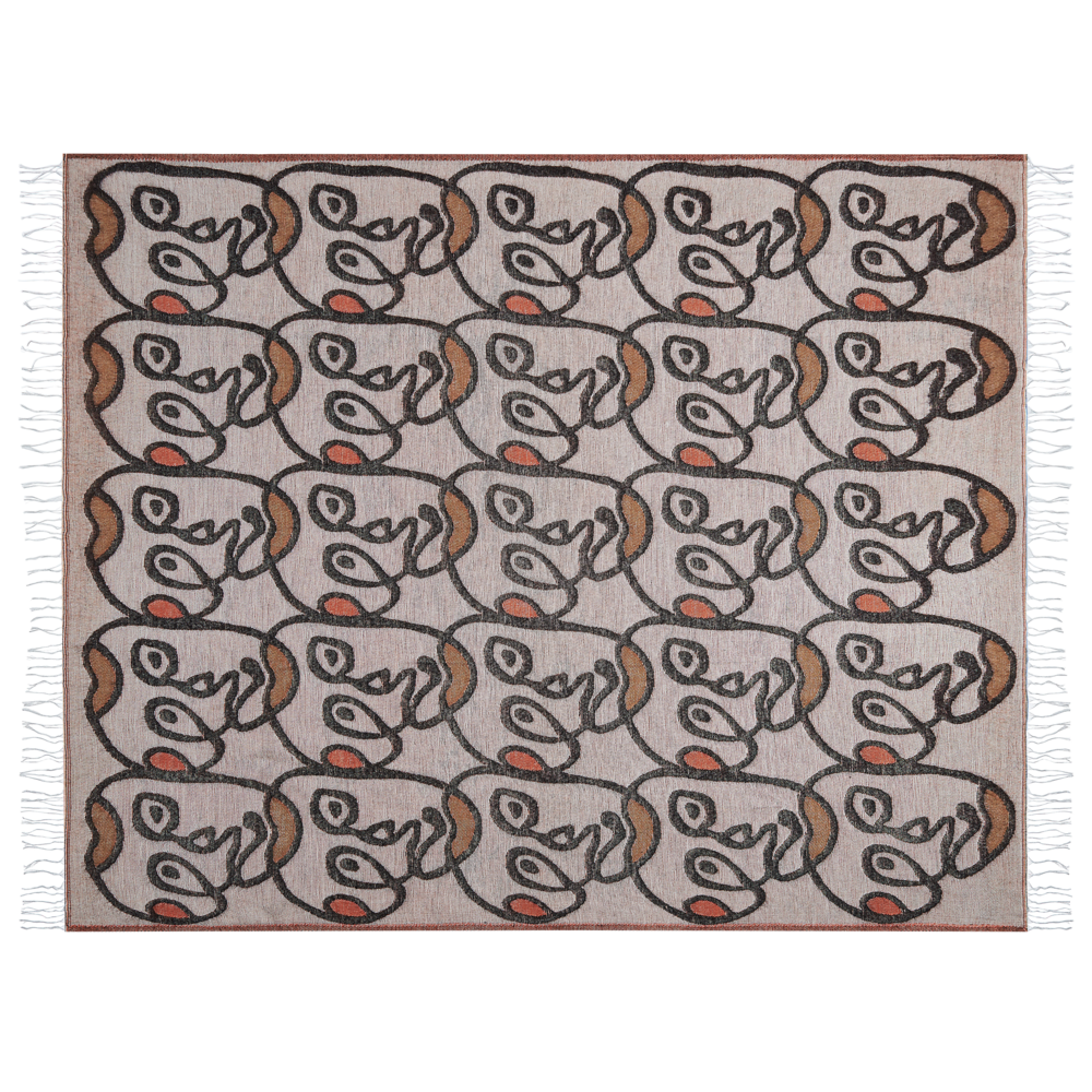 Coperta in acrilico e poliestere multicolore 130 x 170 con nappe boho soggiorno camera da letto