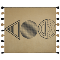 Coperta in acrilico beige nero 130 x 170 cm copriletto in poliestere motivo astratto con frange soggiorno camera da letto