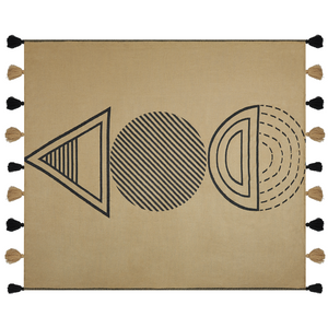 Coperta in acrilico beige nero 130 x 170 cm copriletto in poliestere motivo astratto con frange soggiorno camera da letto