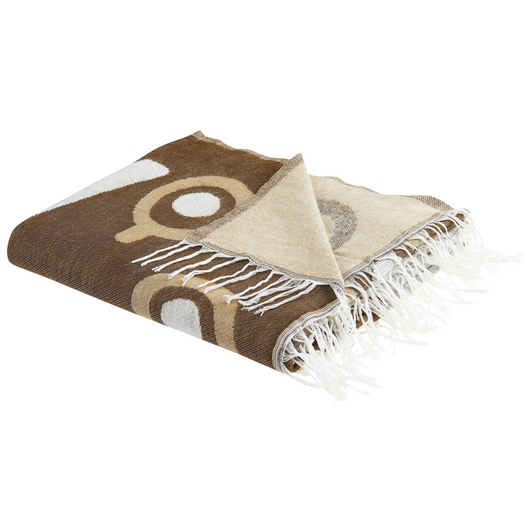 Coperta in acrilico marrone 130 x 170 cm copriletto in poliestere motivo cavallo con frange soggiorno camera da letto