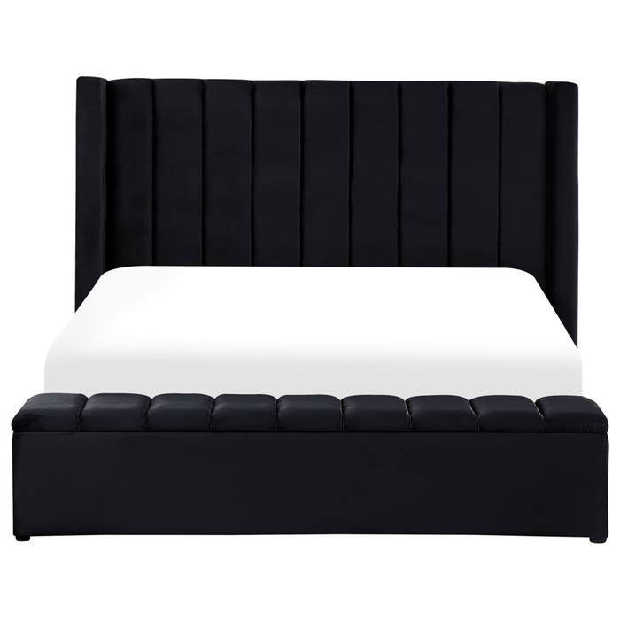 Letto velluto di colore nero rete a doghe e cassapanca 180 x 200 cm camera da letto