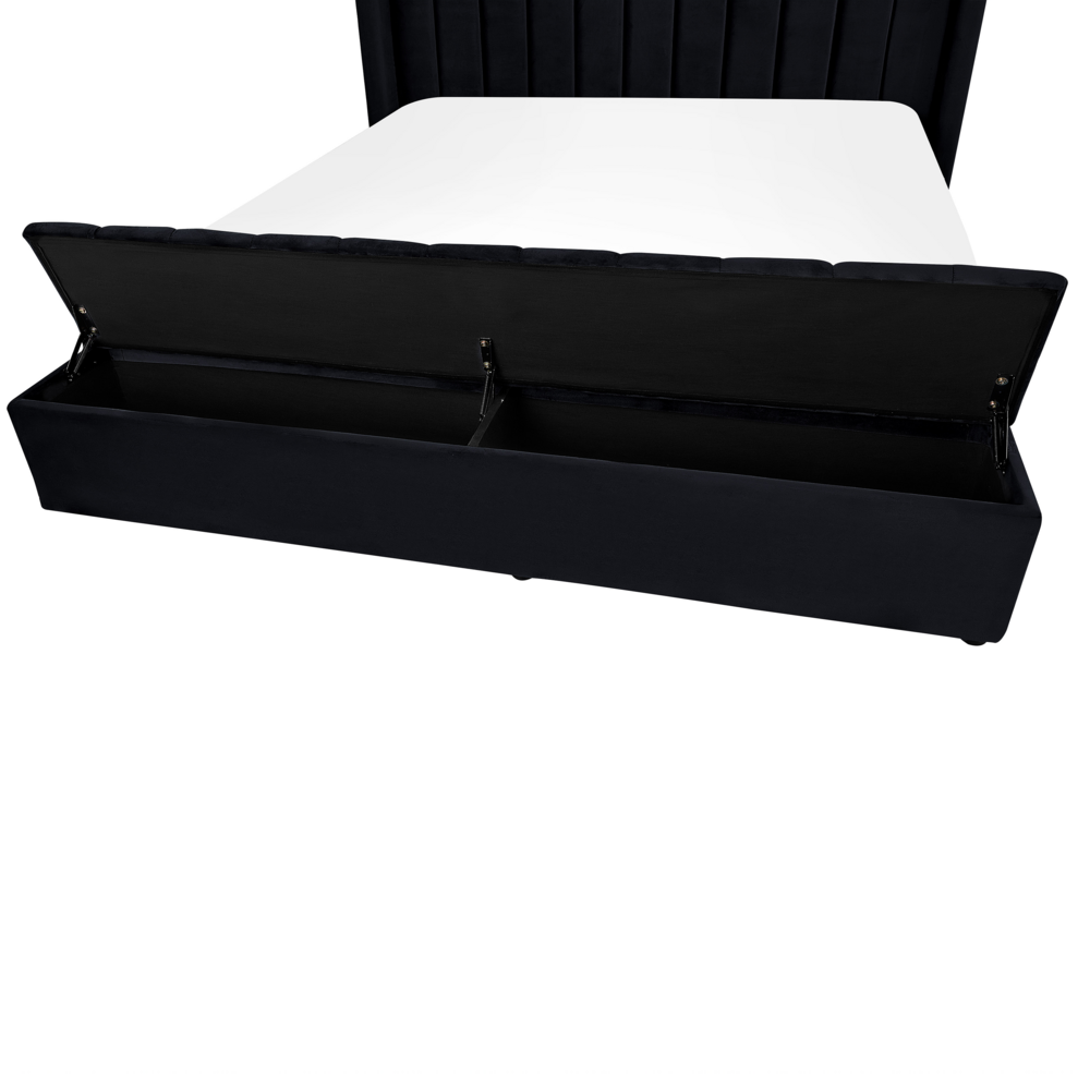 Letto velluto di colore nero rete a doghe e cassapanca 180 x 200 cm camera da letto