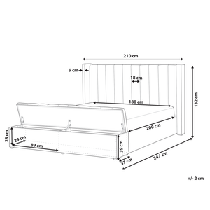 Letto velluto di colore nero rete a doghe e cassapanca 180 x 200 cm camera da letto