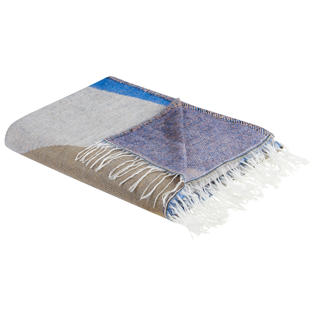 Coperta in acrilico multicolore 130 x 170 cm Trapunta in poliestere Motivo astratto Frange Soggiorno Camera da letto