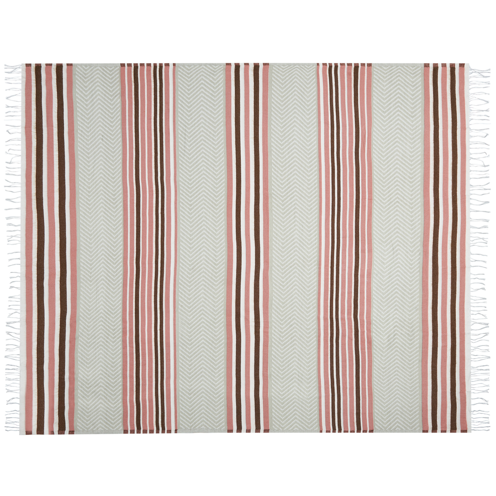 Beige Rosa Marrone Coperta Acrilica 130 x 170 cm Copriletto in Poliestere Motivo Geometrico Frange Soggiorno Camera da Letto