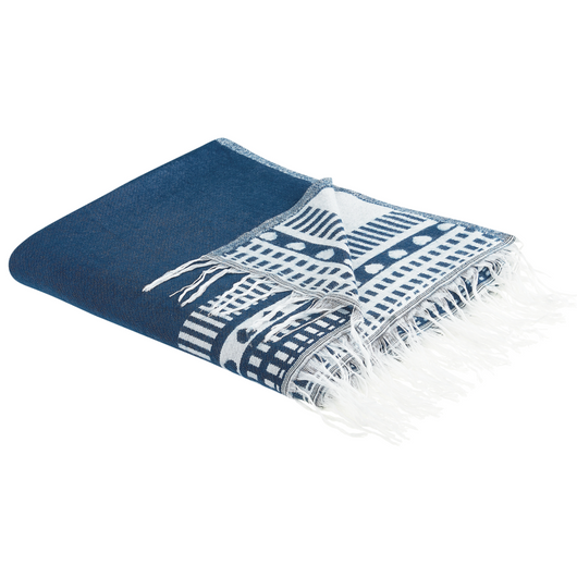 Coperta in acrilico verde acqua, 130 x 170 cm, copriletto in poliestere, motivo geometrico, frange, soggiorno, camera da letto