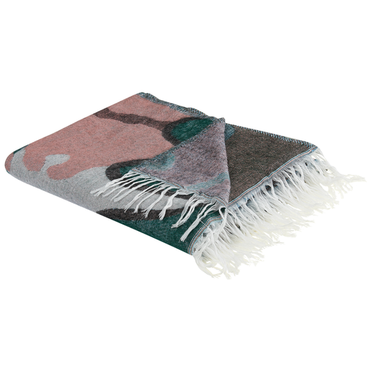 Coperta multicolore misto poliestere e acrilico 130 x 170 cm motivo floreale decorativo motivo double face