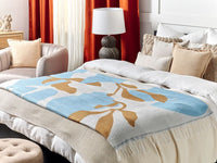 Coperta beige e blu misto poliestere e acrilico 130 x 170 cm Motivo decorativo astratto