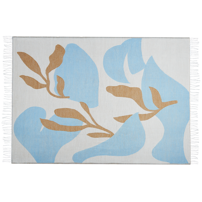 Coperta beige e blu misto poliestere e acrilico 130 x 170 cm Motivo decorativo astratto