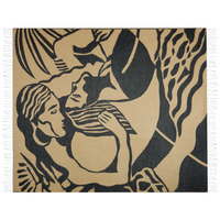 Coperta beige e nera in misto poliestere e acrilico, 130 x 170 cm, motivo astratto decorativo, motivo double face