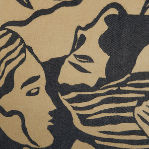 Coperta beige e nera in misto poliestere e acrilico, 130 x 170 cm, motivo astratto decorativo, motivo double face