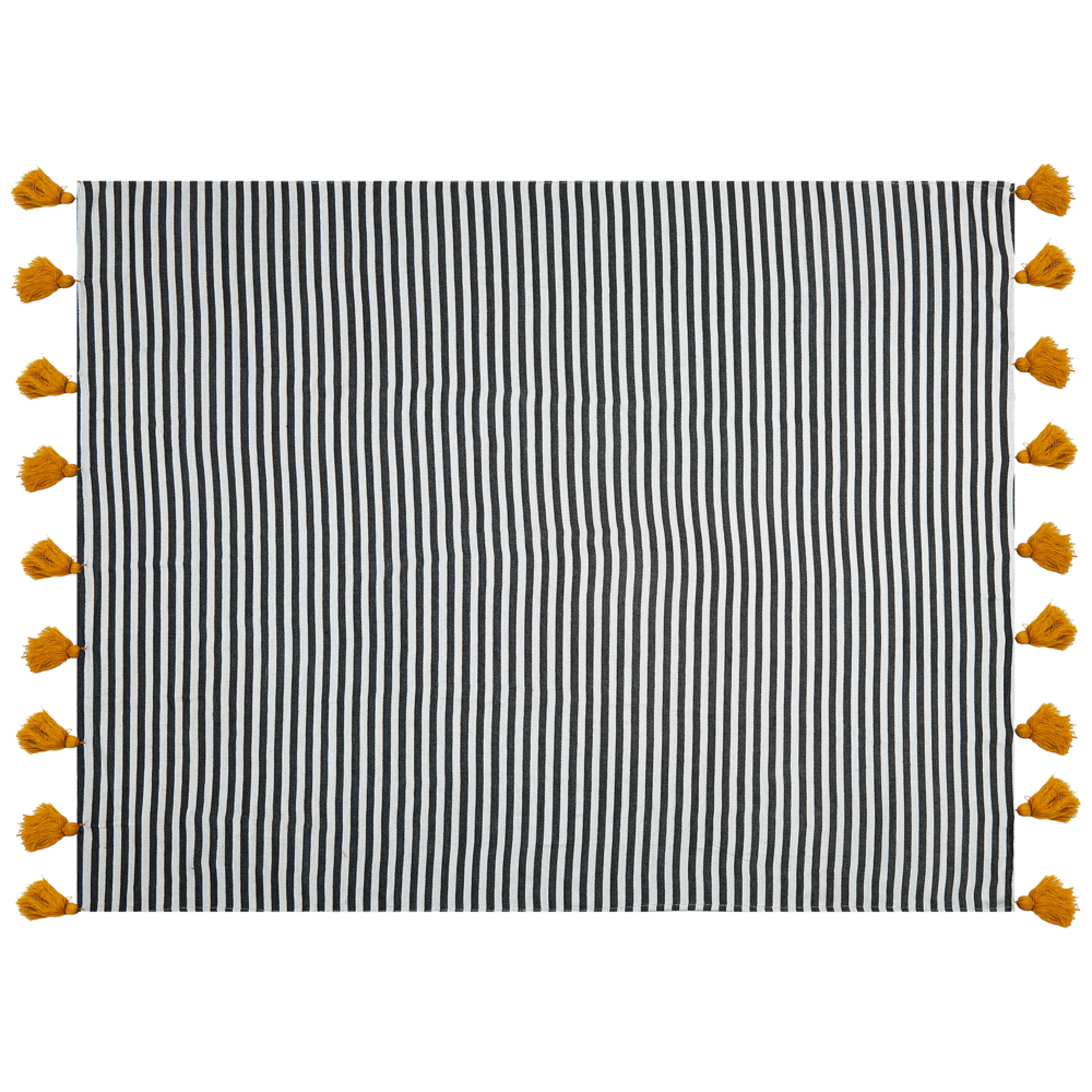 Coperta in misto poliestere e acrilico bianco e nero 130 x 170 cm Motivo decorativo a righe double face