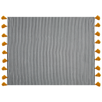 Coperta in misto poliestere e acrilico bianco e nero 130 x 170 cm Motivo decorativo a righe double face