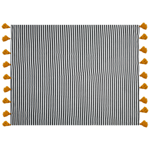 Coperta in misto poliestere e acrilico bianco e nero 130 x 170 cm Motivo decorativo a righe double face