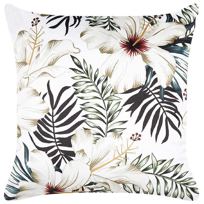 Cuscino in velluto verde crema 45 x 45 cm motivo foglie stile boho soggiorno camera da letto