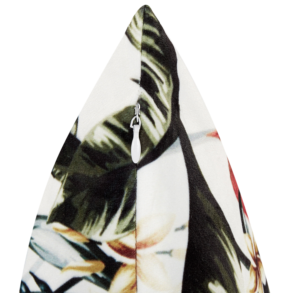 Cuscino in velluto verde rosso e crema 45 x 45 cm motivo foglie stile boho camera da letto