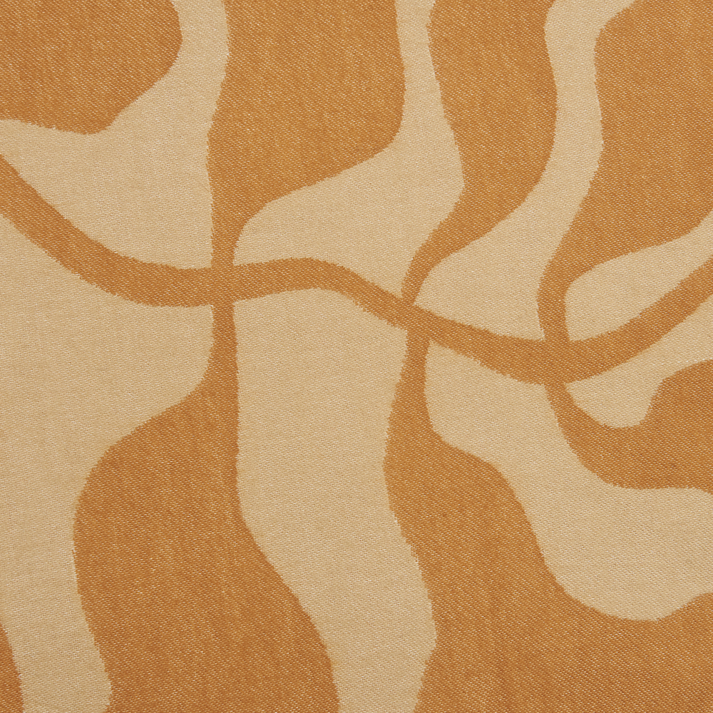 Coperta beige e arancione in misto poliestere e acrilico, 130 x 170 cm, motivo decorativo Astratto double-face