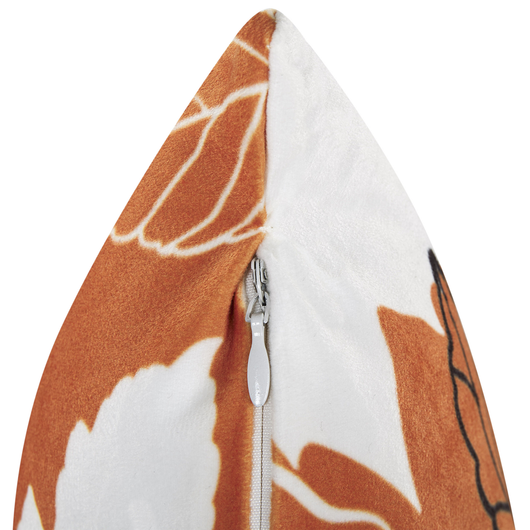 Cuscino in velluto arancione bianco nero 45 x 45 cm accessorio boho motivo foglia